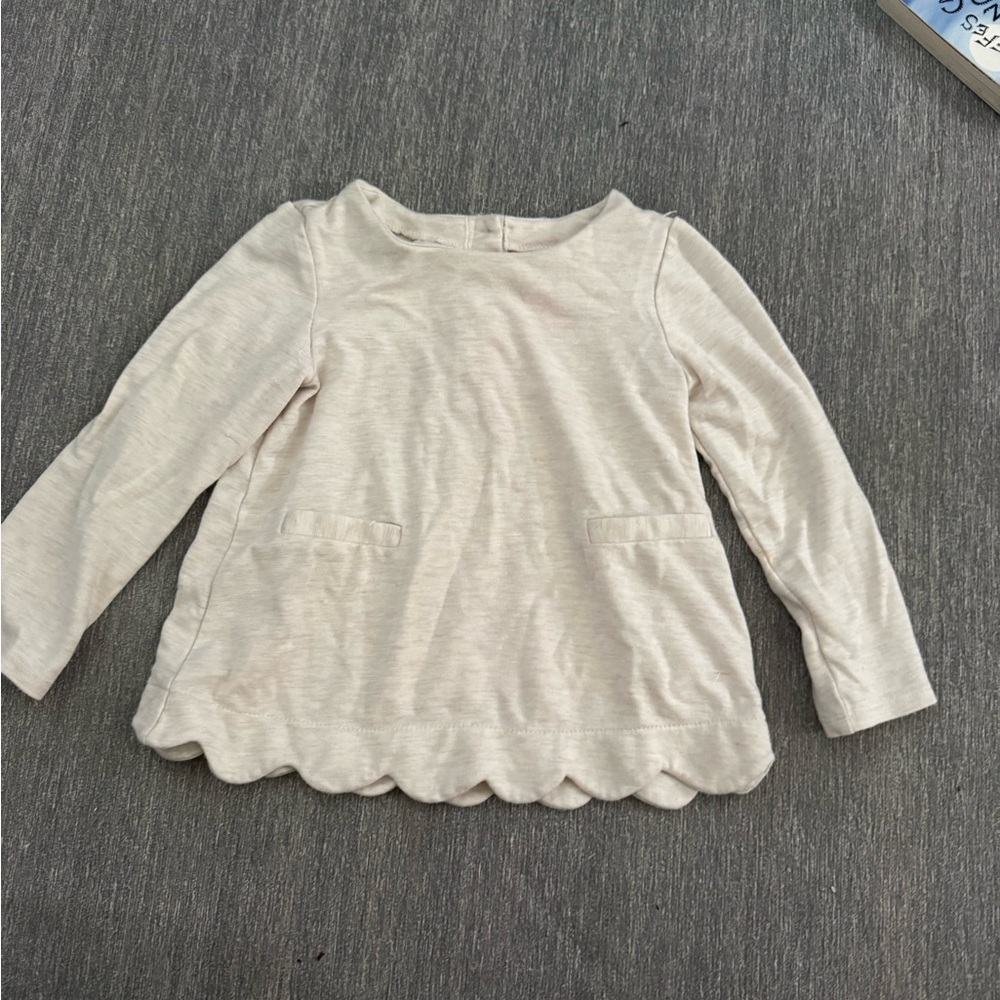 Isaac Mizrahi Cream Long Sleeve Kids Top
